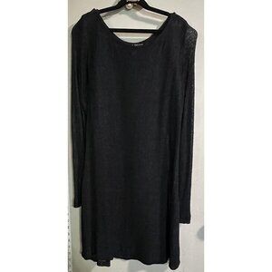 Linda Allard Womens Black Long Sleeve Sheer Dress SIZE 12 Slit Sides Beachwear